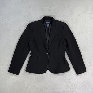 Vintage Ann Taylor Black Lightweight Blazer w/ Striped Piping Trim Women's 2P